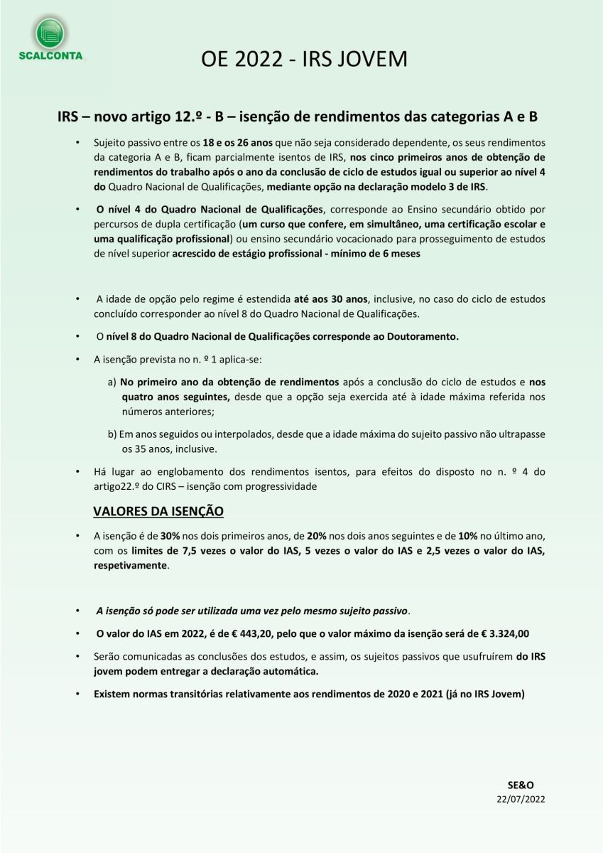 Orçamento De Estado 2022 - IRS Jovem - Isenção Rendimentos - Santarém